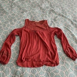 Open Shoulder Orange Blouse